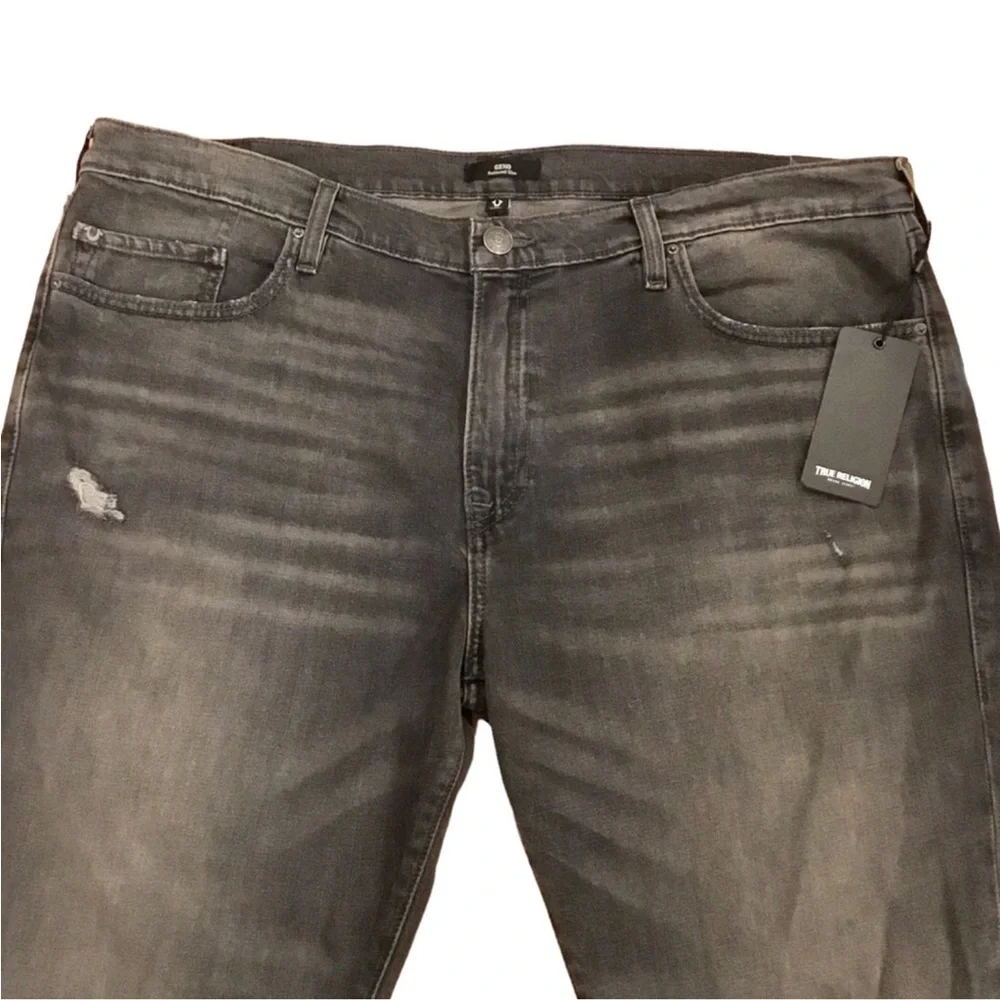 🆕 True Religion GENO Jeans 42 x 34 Big & Tall Relaxed Slim Renegade Asphalt Wash